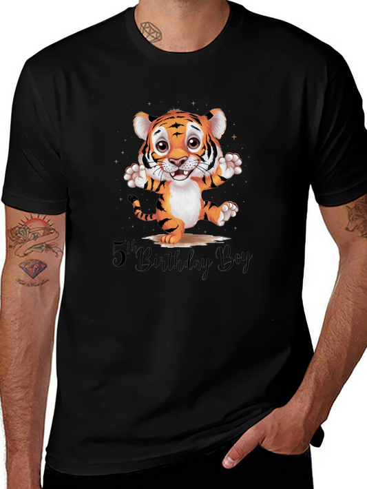5th Birthday Boy Tiger Graphic Tee
