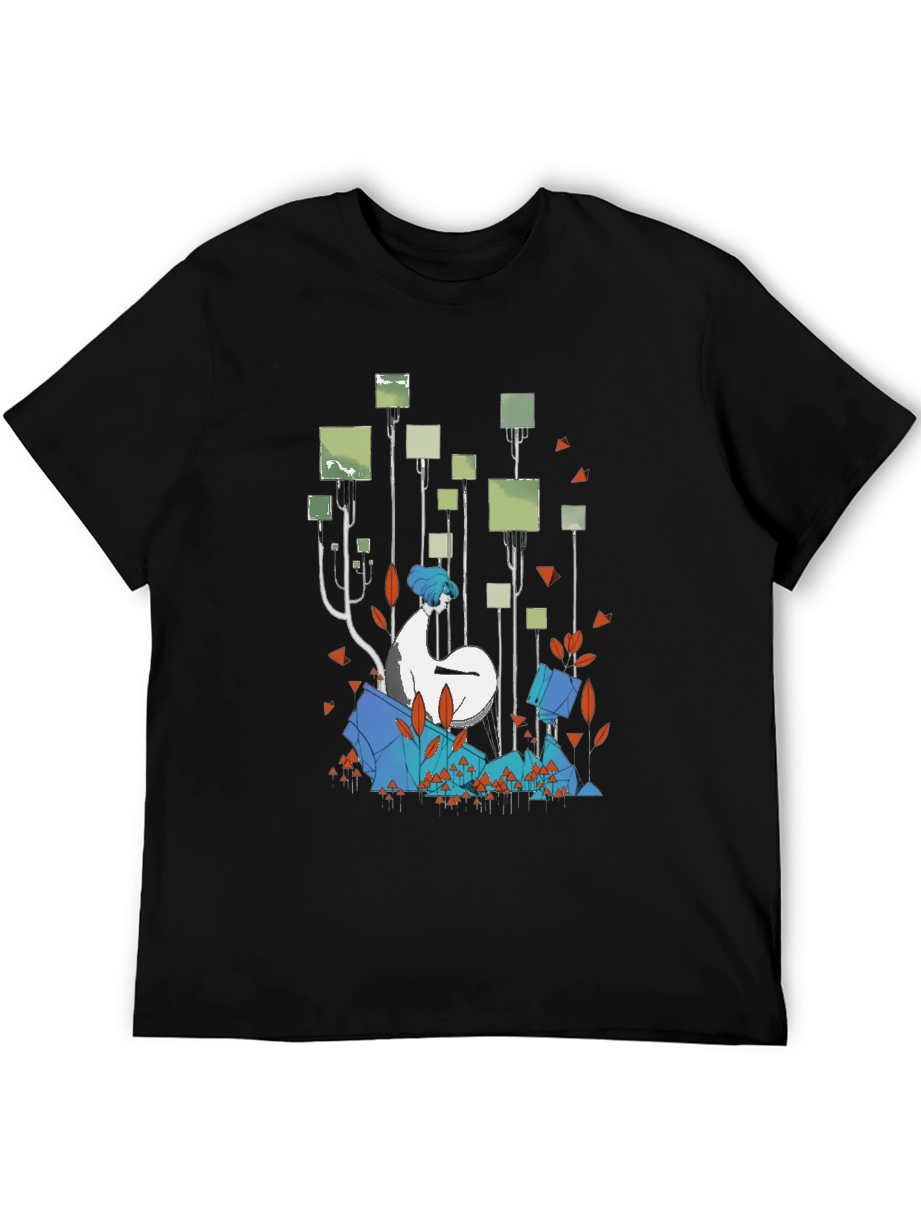 Abstract Forest Graphic Black T-Shirt