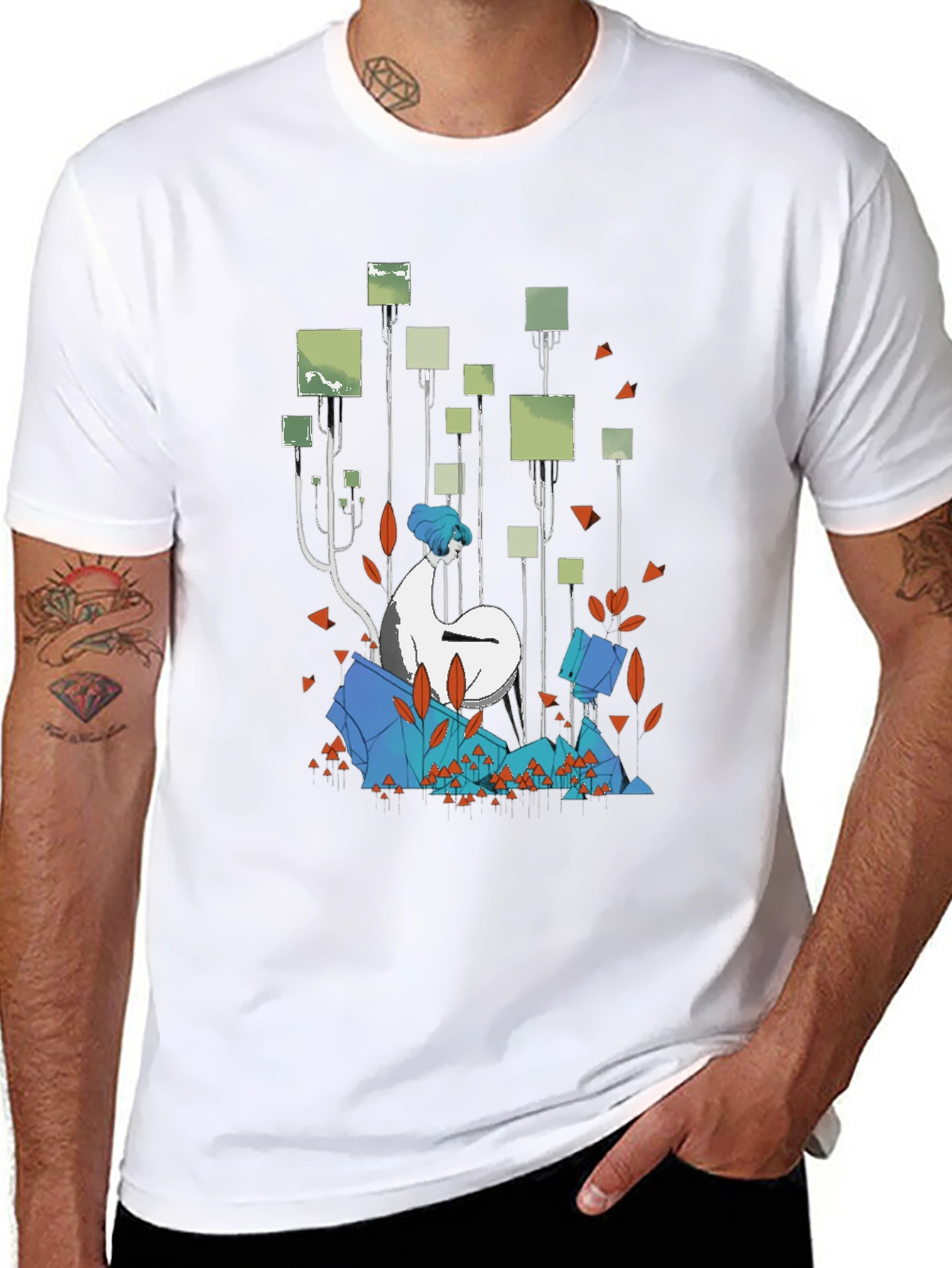 Abstract Forest Graphic Black T-Shirt