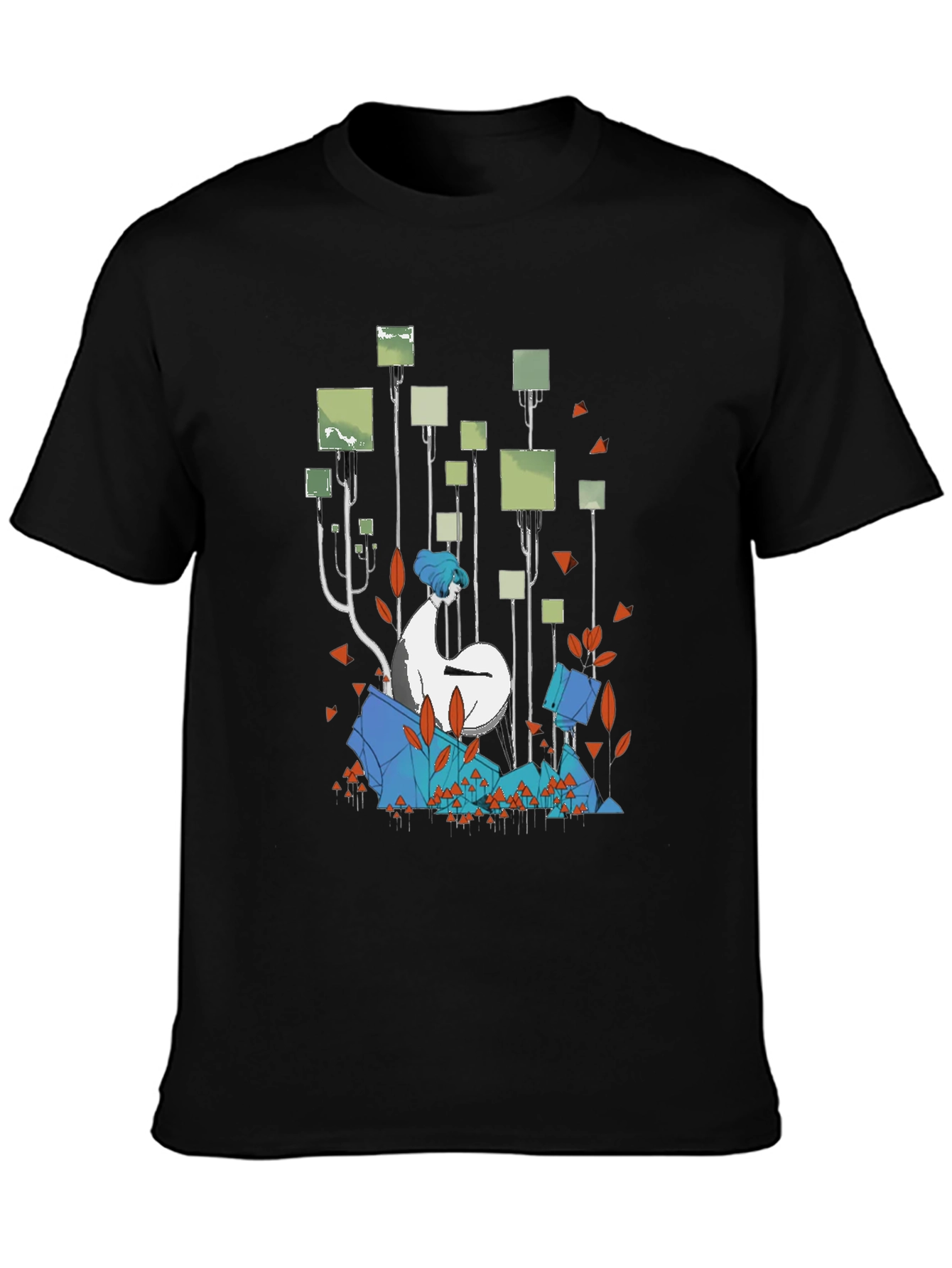 Abstract Forest Graphic Black T-Shirt