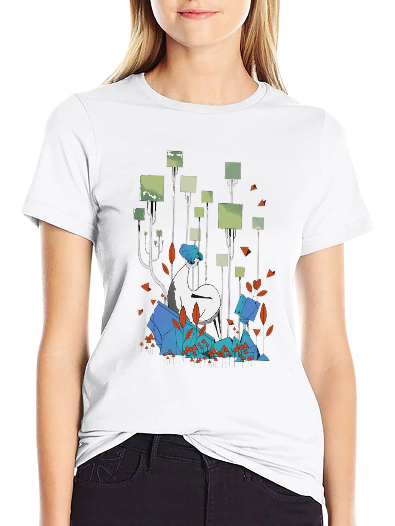 Abstract Forest Graphic Black T-Shirt